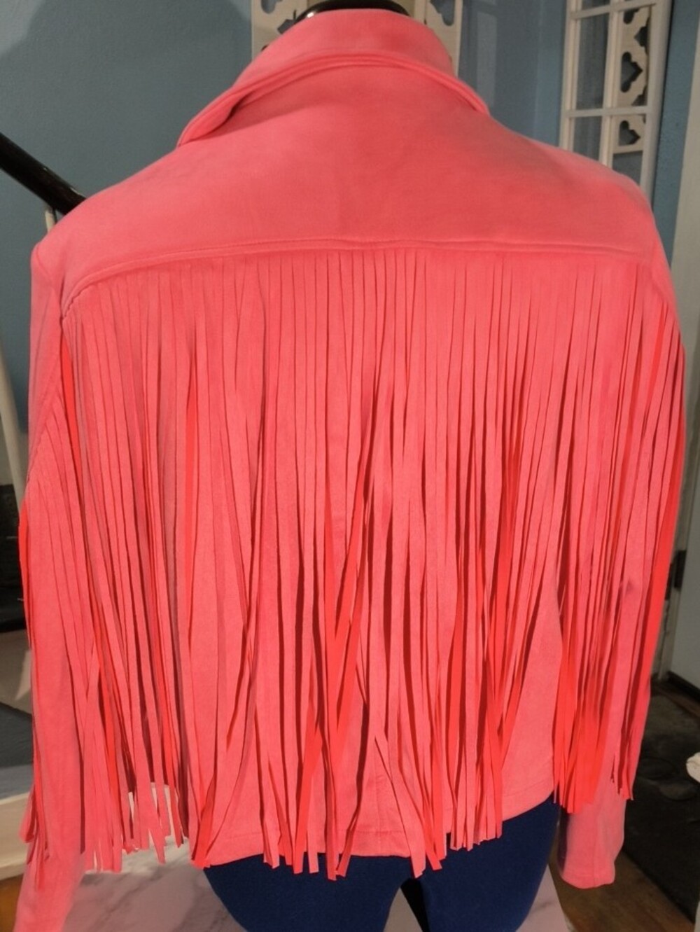 Fringe Faux Suede Jacket - Pink - Picture 4 of 9